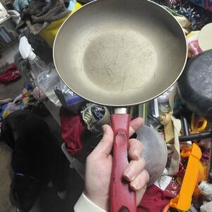 Non-Branded Red Handle Frying Pan - Versatile Home Cookware